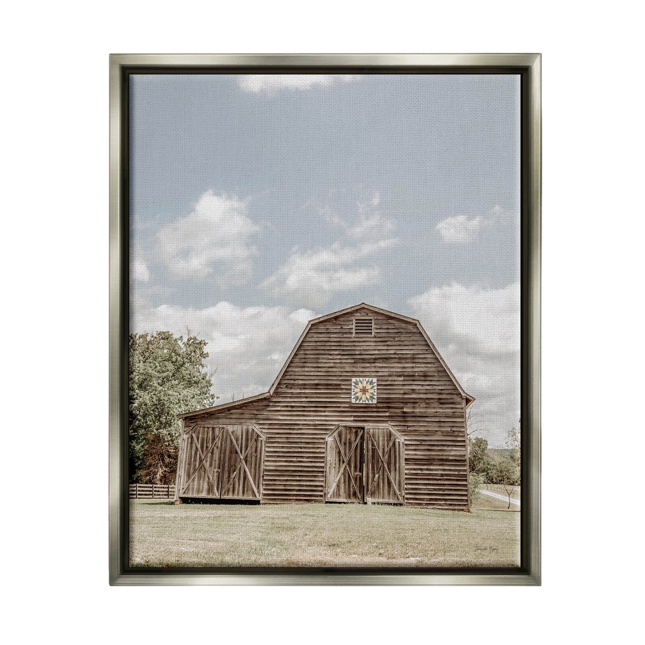 Peaceful Country Barn Farmland Landscape Photograph Luster Gray Framed Art Print Wall Art