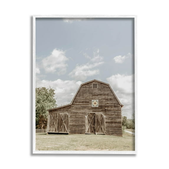 Peaceful Country Barn Farmland Landscape Photograph White Framed Art Print Wall Art