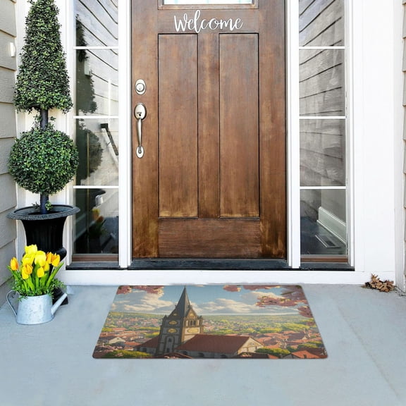 Peaceful Countryside Outdoor Doormats NonSlip Bath Rugs Absorbent Muddy Dirt Resist Door Mats 32''x20''