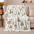 thumbnail image 1 of Peaceful Forest Animal Scene Watercolor Style, Peaceful Woodland Scene, Warm Flannel Blanket for Cabin and Lodge, Wildlife Lovers Housewarming Gift, Rustic Home Decor, 1 of 9