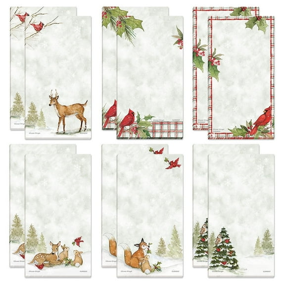 Peaceful Forest Magnetic Christmas Shopping List Pads - Set of 12 Mini Pads
