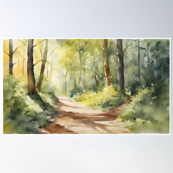 Peaceful Forest Pathway Poster Wall Art, Modern Wall Decor, 8x12 UNFRAMED
