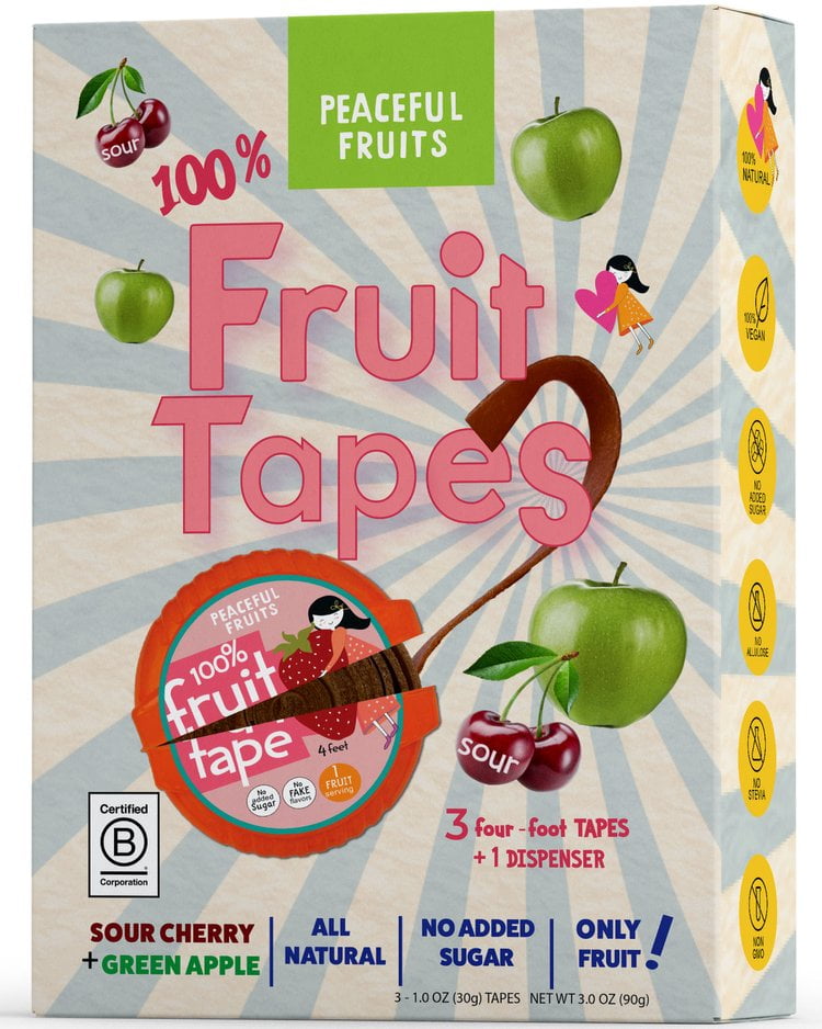 Peaceful Fruits Fruit Tape Box Sour Cherry Apple (12 Pack) 3 oz
