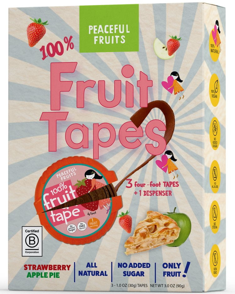 Peaceful Fruits Fruit Tape Box Strawberry Apple (12 Pack) 3 oz
