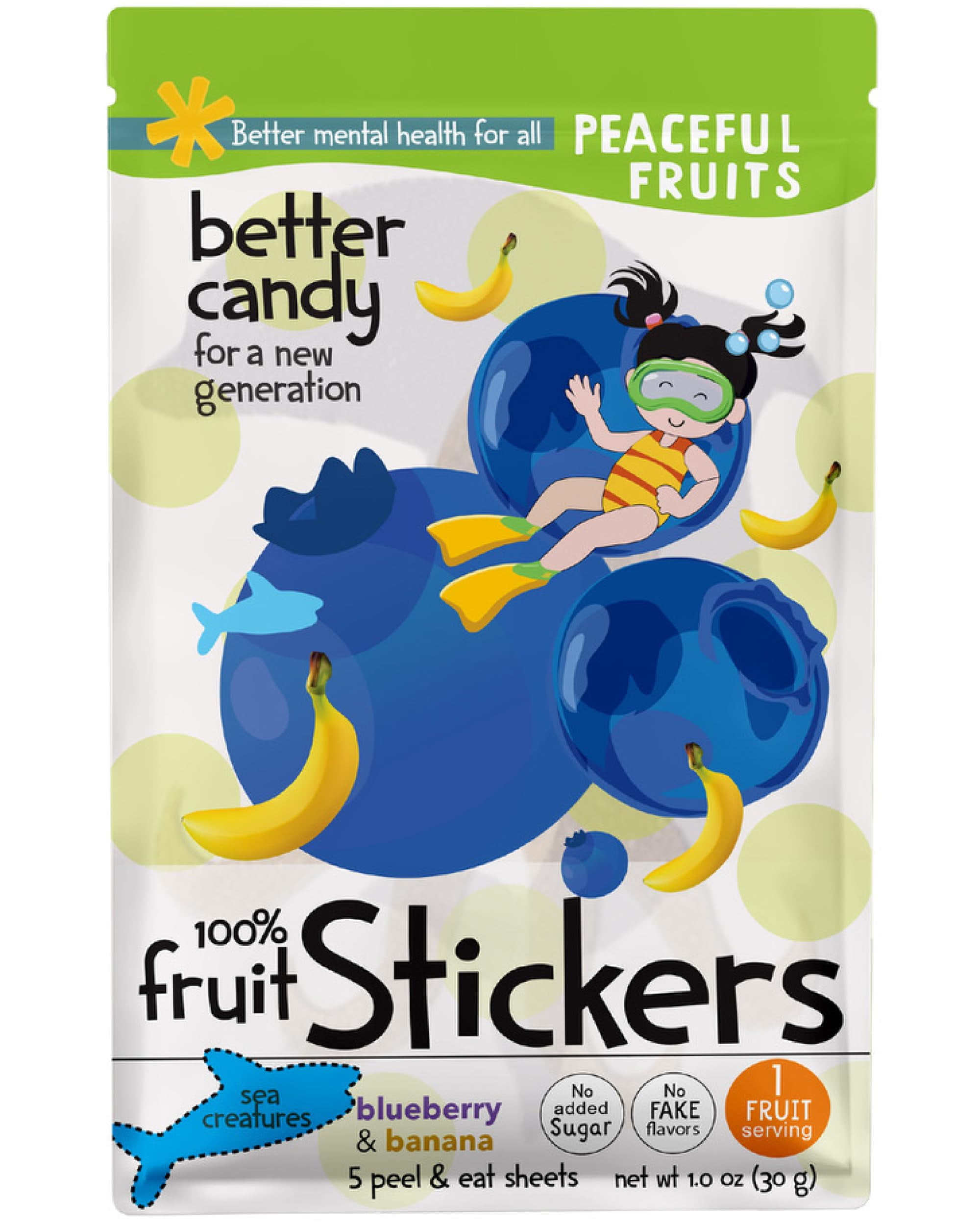 Peaceful Fruits PeelnEat Sea OIF8 Stickers 100 Fruit Blueberry