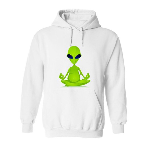 Peaceful Green Alien Hoodie Men -Image by Shutterstock, Male 3X-Large