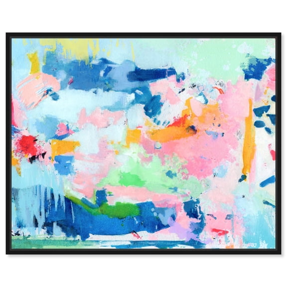 Peaceful Haven Canvas Bright Colorful Abstract Wall Art by Art Remedy, Black Frame, 24" x 20"