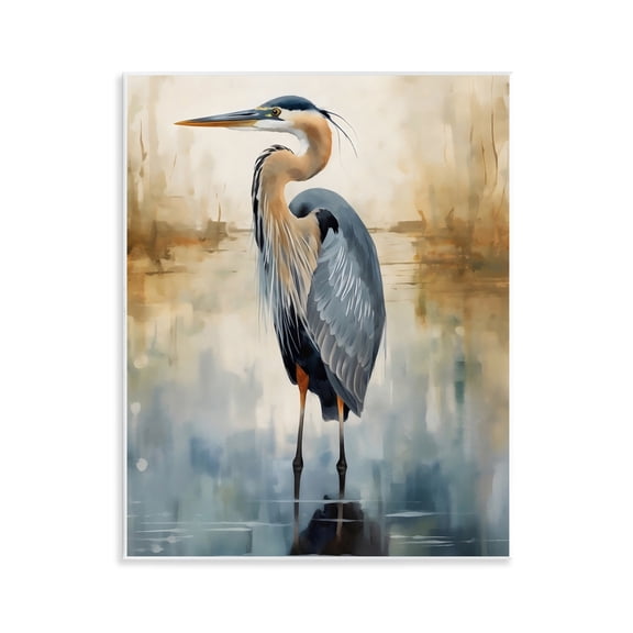 Stupell Industries Peaceful Heron over Abstract Wall Plaque Art, design by LSR Design Studio, 14 x 11