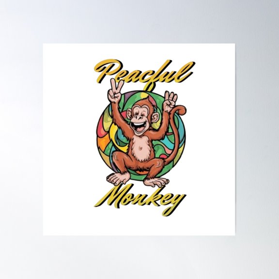 Peaceful Monkey Poster Wall Art, Modern Wall Decor For Living Room Bedroom, 30x30 UNFRAMED