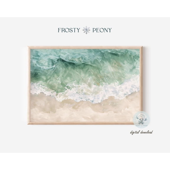 Peaceful Ocean Waves Scenery Art Print, Serene Coastal Wall Art, Calm Ocean Landscape Art, Wall Art, Modern Wall Decor, 8x12 UNFRAMED