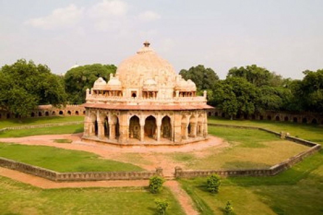 Peaceful Park Isa Khan Tomb Burial Sites New Delhi India Canvas Art - Bill Bachmann DanitaDelimont (37 x 25)