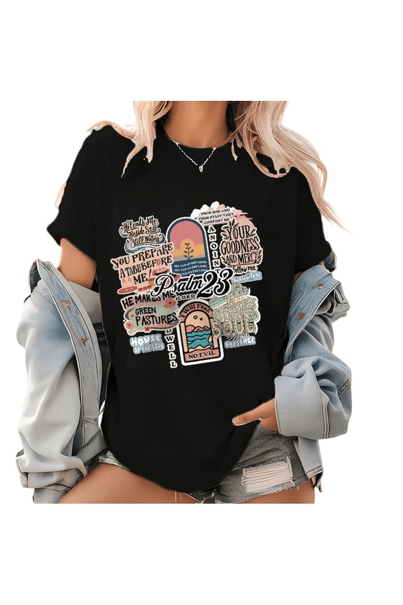 Peaceful Pastures Graphic Tee – ‘Led by Still Waters’ Scripture Design – Women’s Breathable Church Shirt