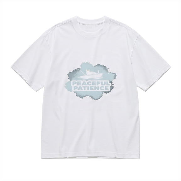 Peaceful Patience, Cat Fishing Print 1, Vintage T Shirt, Cotton T-Shirt for Men, 23611295,S