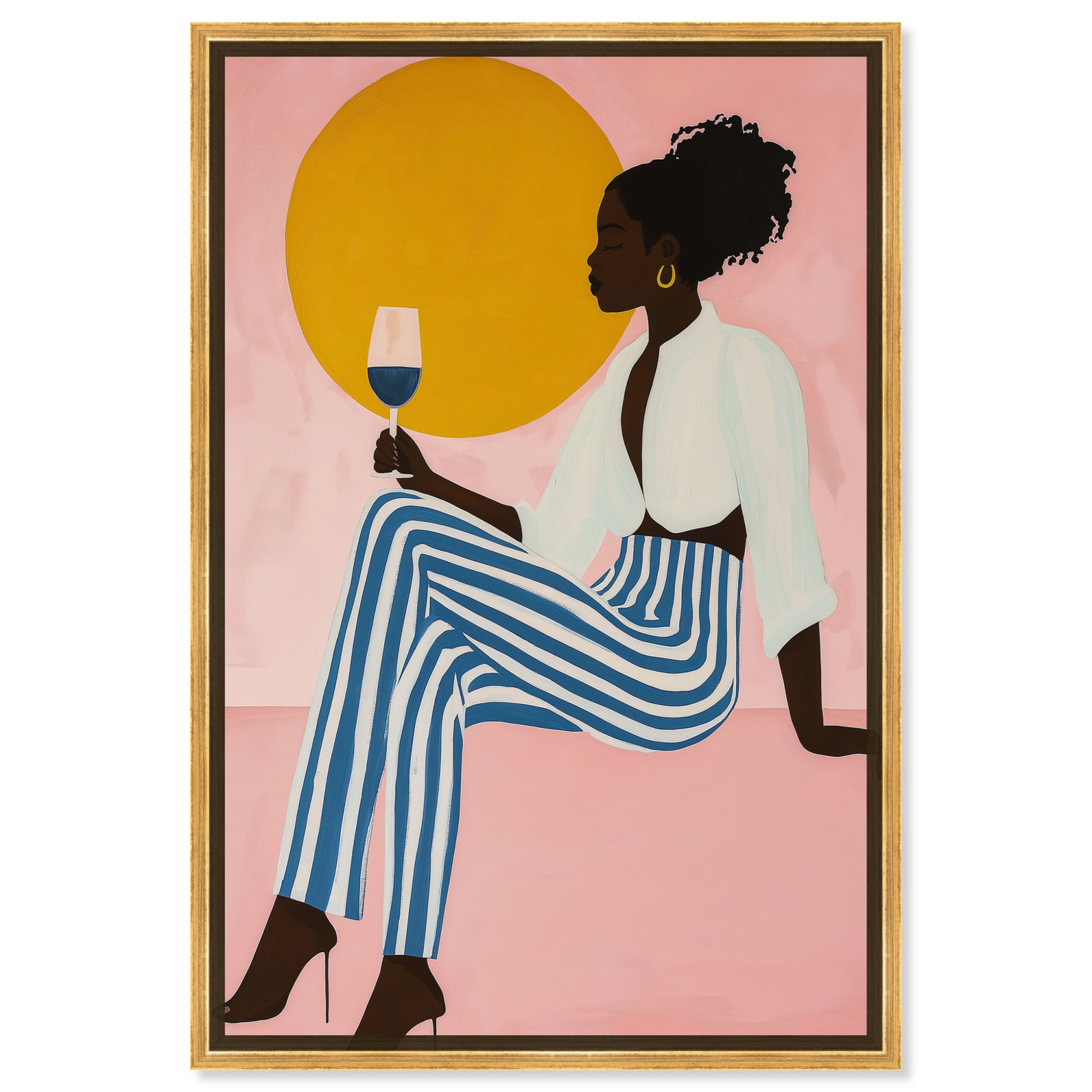 Peaceful Sip Canvas Retro Poster Art by Art Remedy, Gold Frame, 20" x ...
