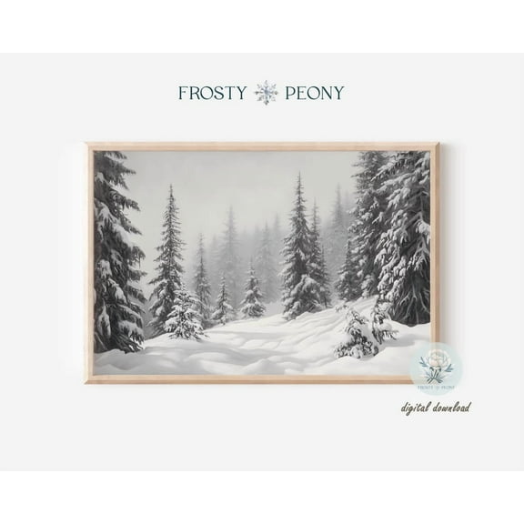 Peaceful Snow-Covered Pine Trees Scenery Art Print, Winter Landscape Wall Decor, Winter Wonderland Art, Wall Art, Modern Wall Decor, 12x18 UNFRAMED