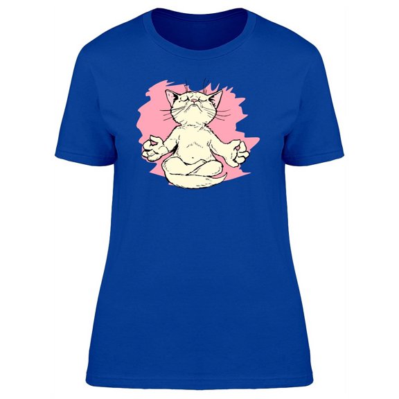 Peaceful Yoga Cat T-Shirt Women -Image by Shutterstock, Female Medium