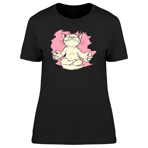 Peaceful Yoga Cat T-Shirt Women -Image by Shutterstock, Female Small