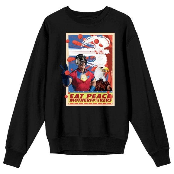 Peacemaker Christopher Smith And Eagle Eat Peace Men's Black Long Sleeve Sweatshirt-Large