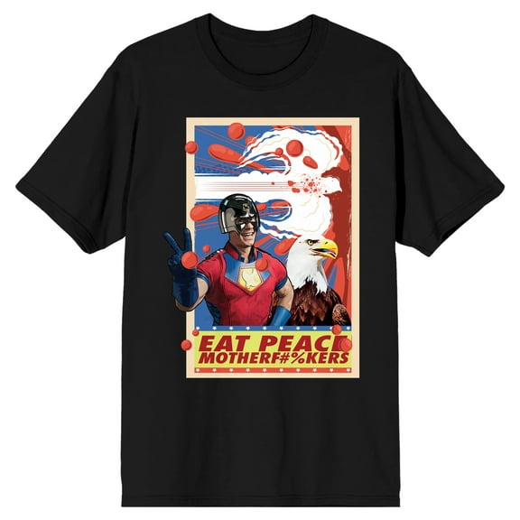 Peacemaker Christopher Smith And Eagle Poster Art Men's Black T-shirt-3XL