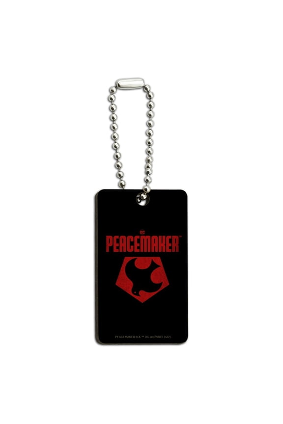Peacemaker Logo Wood Wooden Rectangle Keychain Key Ring