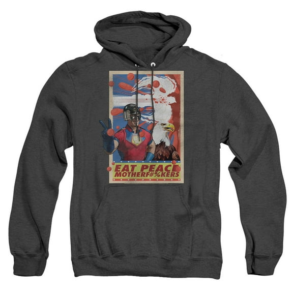 Peacemaker Peacesign Unisex Adult Pull-Over Heather Hoodie,Black, Small