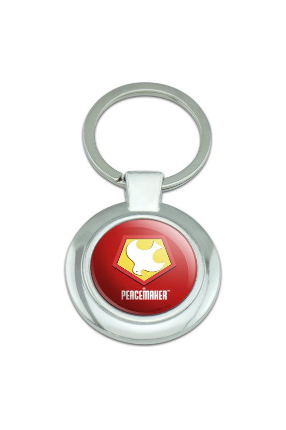 Peacemaker Symbol Keychain Classy Round Chrome Plated Metal