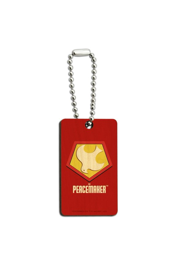 Peacemaker Symbol Wood Wooden Rectangle Keychain Key Ring