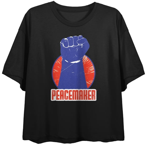 Peacemaker TV Series Violet Fist Juniors Black Graphic Tee-Small