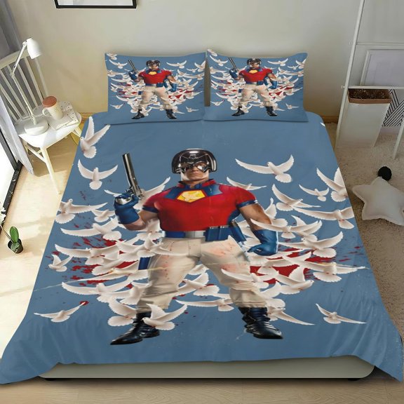 Peacemaker Themed Bed Sheet Set Three Piece Set 53x79 Inches Comfortable And Skin Friendly Unique Design Creating A Star Studded Night