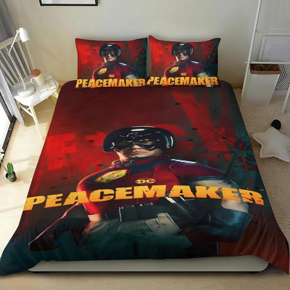 Peacemaker cotton sheet trio, three-piece, gentle on skin, reinforced stitching, unique design, ideal gifts for family, friends, fans, 36x75 in (90*190 cm; Twin XL).