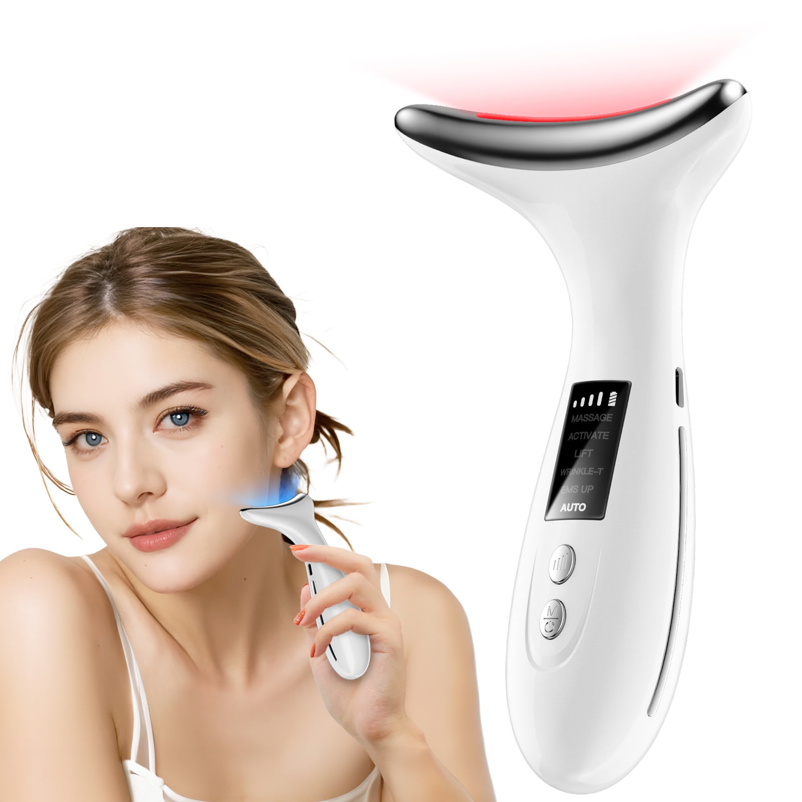 Peaceone 7 Colors Luminesce 7-in-1 Led Facial Sculptor, Face Massager Lift Tool Roller, Facial Device for Wrinkles and Lifting, Tightening Wand for Neck