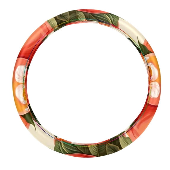 Peach 14.5 Inch Printing PVC Leather Auto Accessories Steering Wheel Cover for Car Wheel Covers