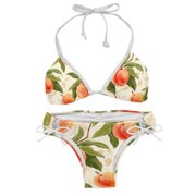 Peach Adjustable Strap Detachable Sponge Bikini Set - Two-Pack, for Beach and Pool Parties