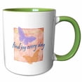 thumbnail image 1 of 3drose, Peach and Purple Find Joy Butterflies Inspirational Art, 15oz Two-tone Green Mug, 1 of 6