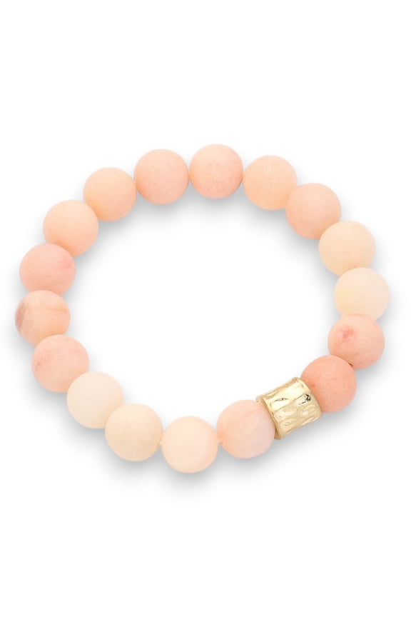 Peach Aventurine Genuine Semi Precious Beaded Stretch Bracelet 12mm Natural Gemstone Jewelry