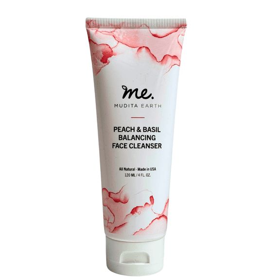 Peach & Basil Gel Balancing Face Cleanser: Organic Skin Cleanser Peach Leaf and Basil for Acne, Natural and Gentle for Sensitive Skin