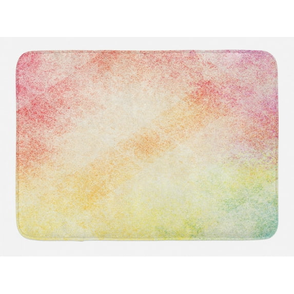 Peach Bath Mat, Vibrant Colored Image Old Worn Looking Vintage Style Design Abstract Print, Non-Slip Plush Mat Bathroom Kitchen Laundry Room Decor, 29.5 X 17.5 Inches, Pink Orange Yellow, Ambesonne