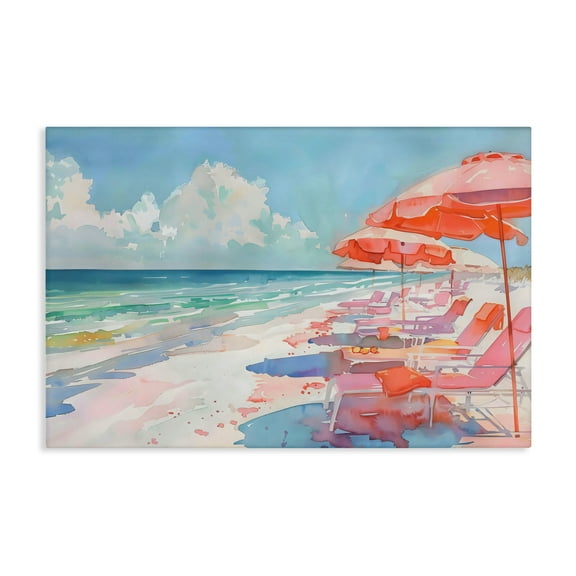Stupell Industries Peach Beach Relaxing Chairs Canvas Wall Art, design by LSR Design Studio, 16 x 24