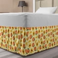 thumbnail image 1 of Peach Bed Skirt, Rhythmic Fresh Raw Sliced Fruits Warm Pastel Tones Illustration Print, Elastic Bedskirt Dust Ruffle Wrap Around for Bedding Decor, 4 Sizes, Pale Yellow Burnt Sienna, by Ambesonne, 1 of 2