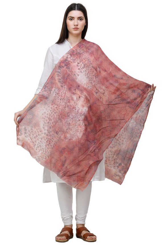 Peach-Beige Digital Print Wool Stole from Amritsar