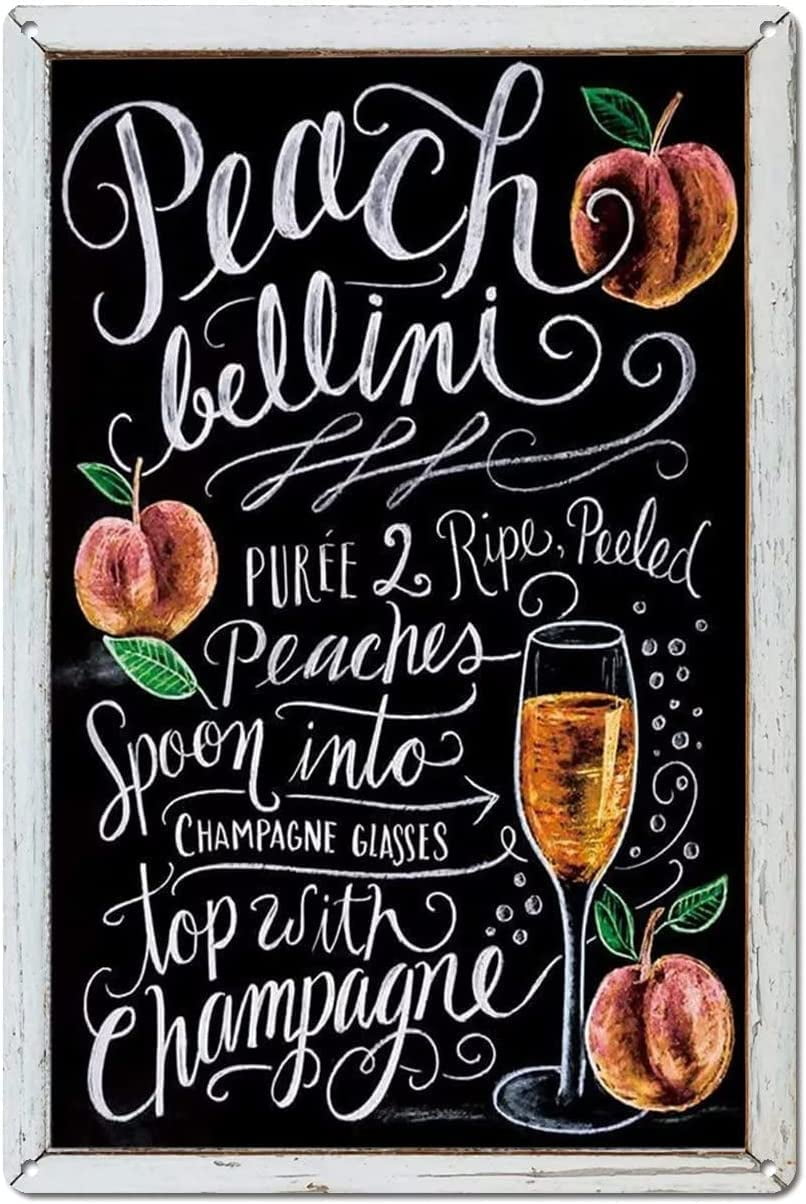 Peach-Bellini Cocktail Recipe Vintage Outhouse Vintage Metal Sign ...