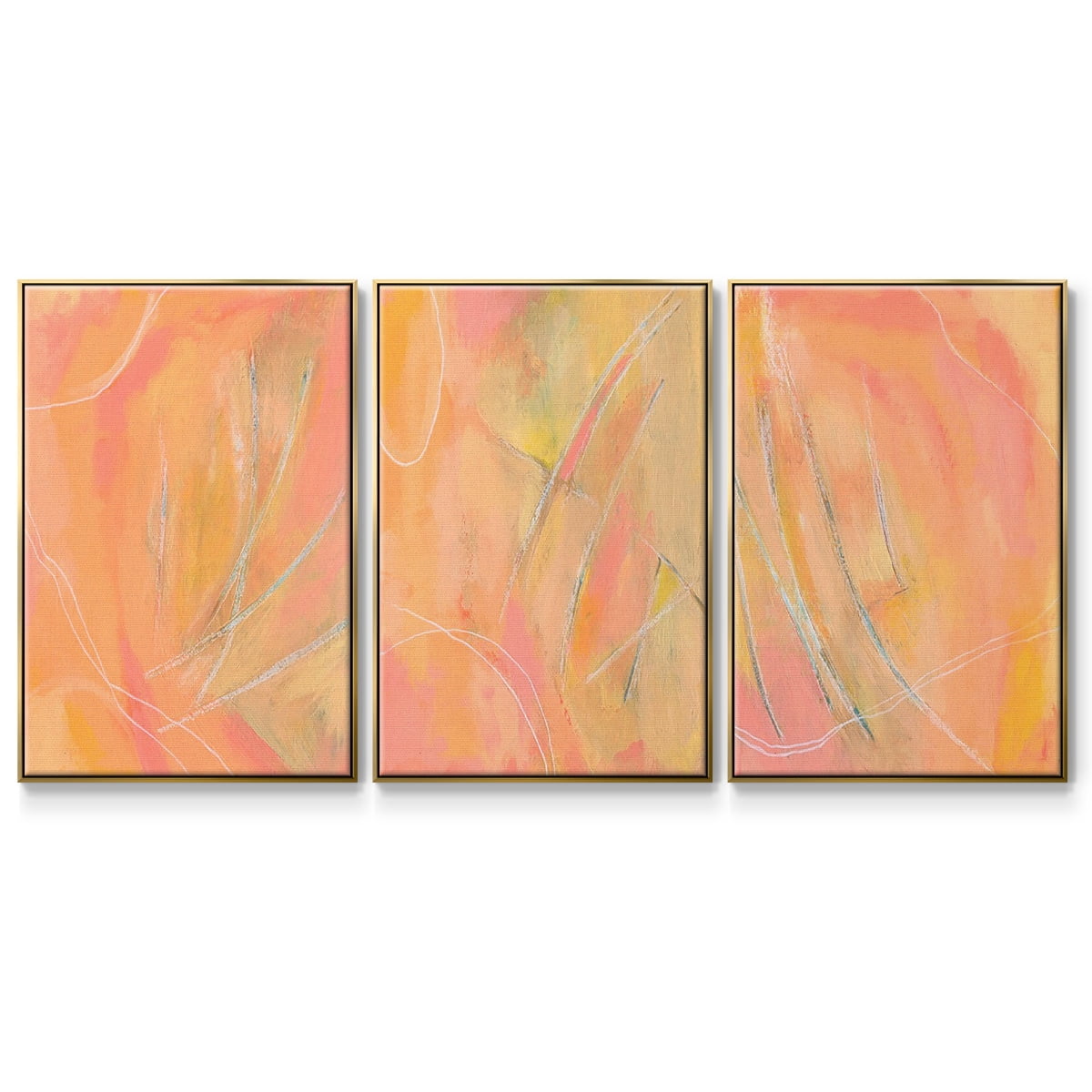 Peach Bliss I - Framed Premium Gallery Wrapped Canvas L Frame 3 Piece Set - Ready to Hang