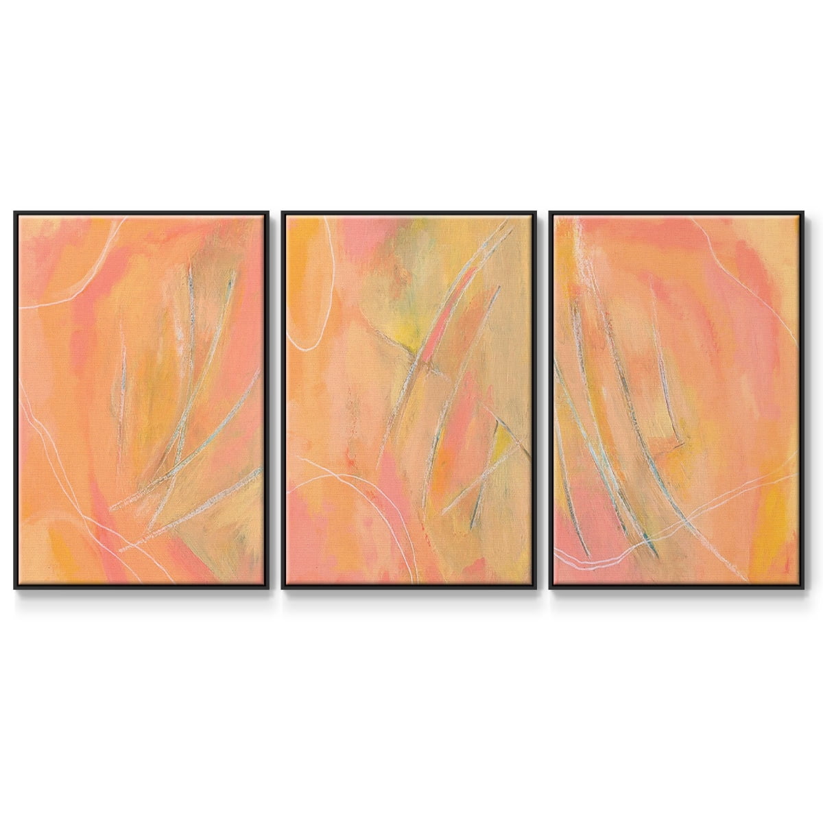 Peach Bliss I - Framed Premium Gallery Wrapped Canvas L Frame 3 Piece Set - Ready to Hang