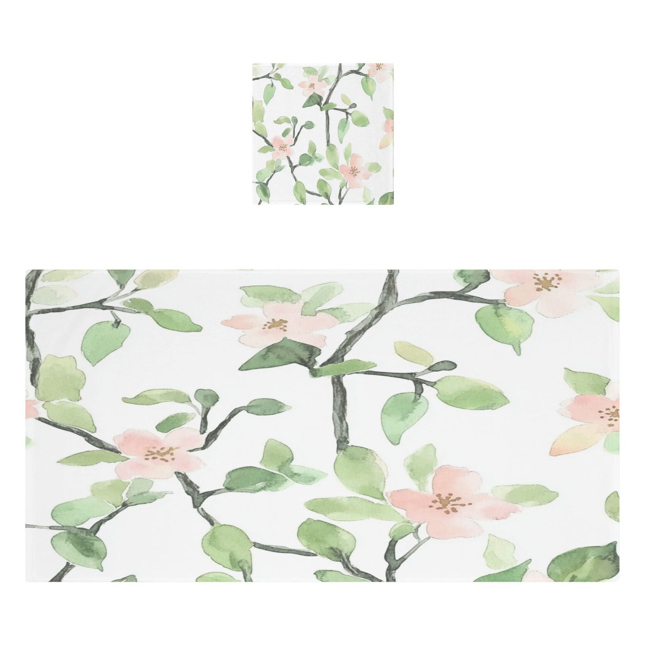 Peach Blossom Pattern 2 Piece Cotton Bath and Face Towel Set Soft and Absorbent, for Beach Pool Bathroom