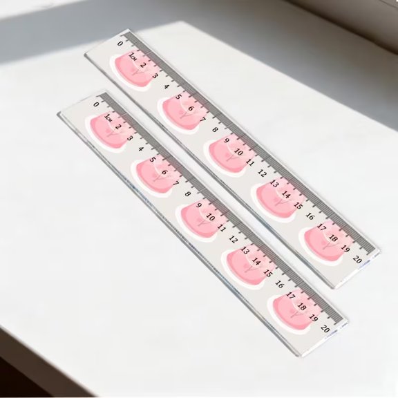 Peach Blossom Pattern 7.87 Inch Ruler | Durable ABS Plastic Geometry Measuring Tool for Students and Artists