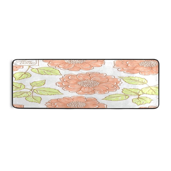 Peach Blossom Pattern Design 72x24" Runner Rug, Non-Slip Memory Foam Cushion, Anti-Crease for Hallways and Bedrooms