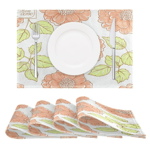 Peach Blossom Pattern Design Reversible Placemat Non Slip Coffee Mat 18x12 Inch for Dining, Kitchen, Coffee