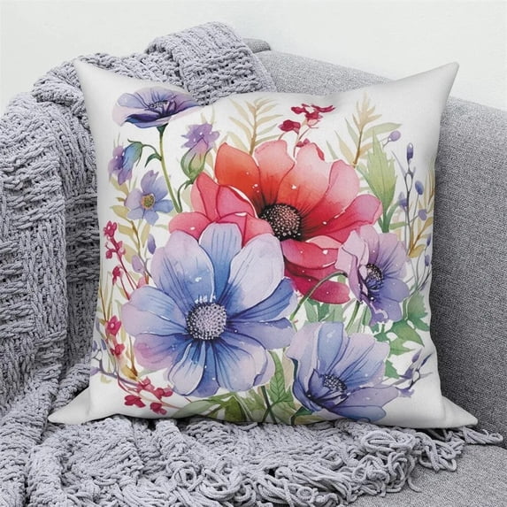 Peach Blossom Pattern Sofa Bedside Cushion Cover Home Decoration Pink Flower Print Pillow Cover