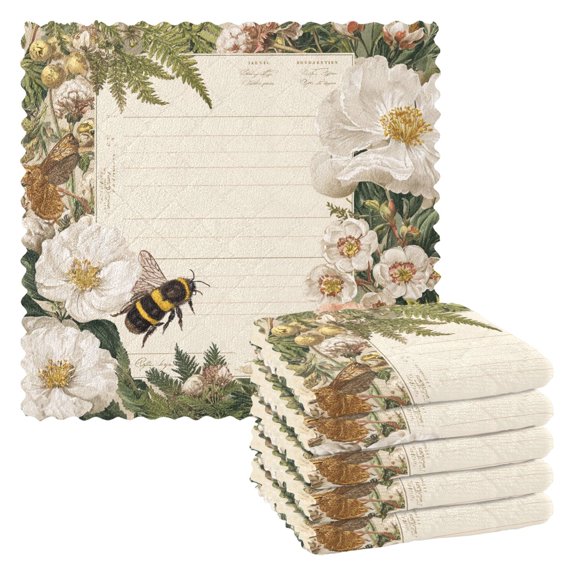 Peach Blossom Peony Kitchen Cloth Dish Towels for Drying Washing Absorbent Dish Rags Reusable soft kitchen dishcloth set 6 Pack