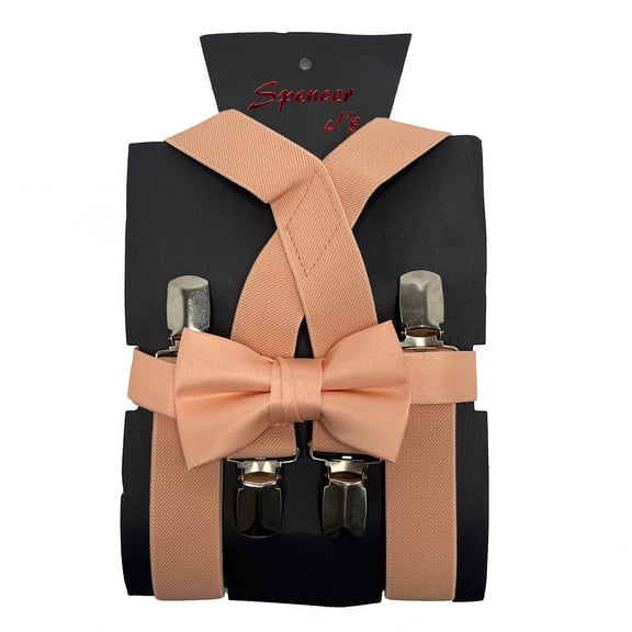 Peach Boys Suspenders and Bow Tie Set 1 inch X Back